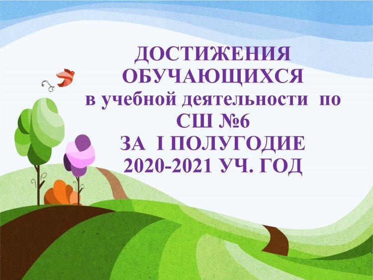 Достижения обучающихся в учебной деятельности  по СШ №6   за  I полугодие   2020-2021 учебный год