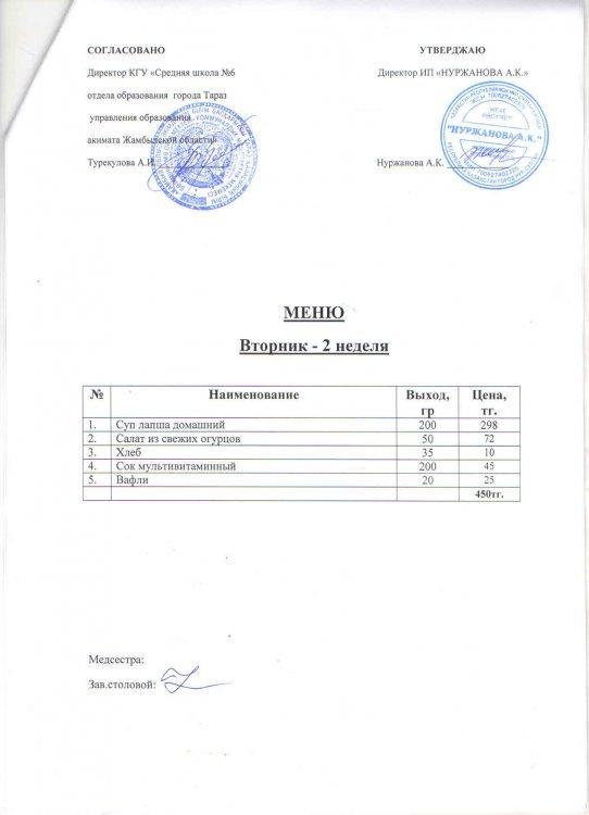 Меню 07.09.2021 год