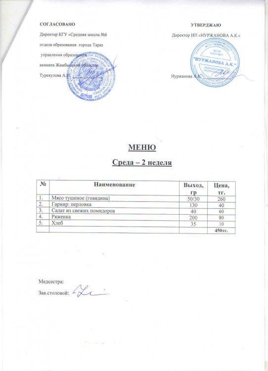 Меню 08.09.2021 год
