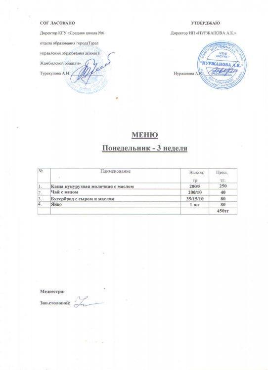 Меню 13.09.2021 год