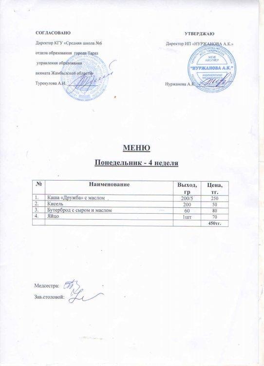Меню 20.09.2021 год