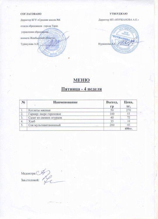 Меню 24.09.2021 год
