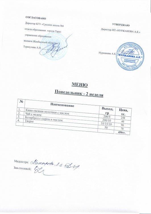Меню 6.12.2021 год
