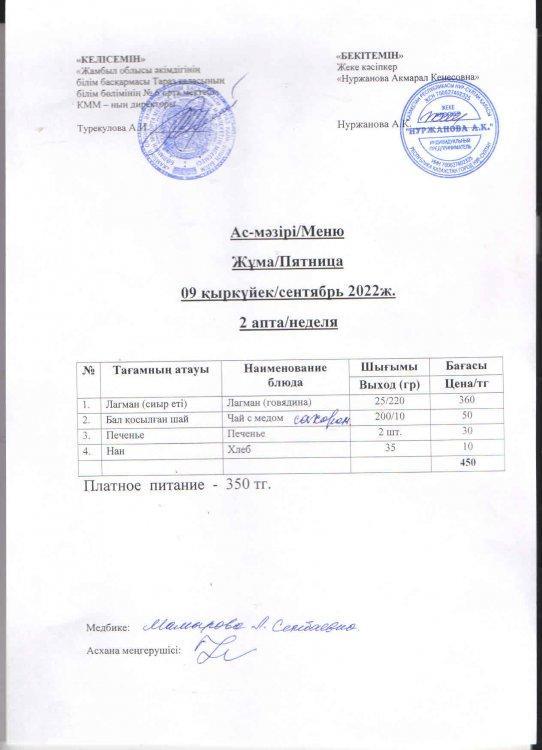 Ас-мәзірі/Меню