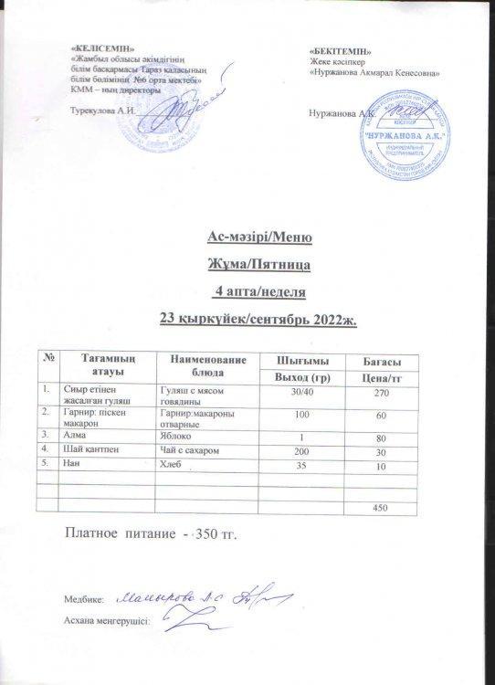 Ас-мәзірі/Меню