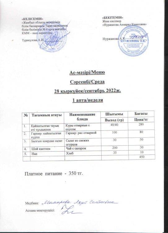 Ас-мәзірі/Меню