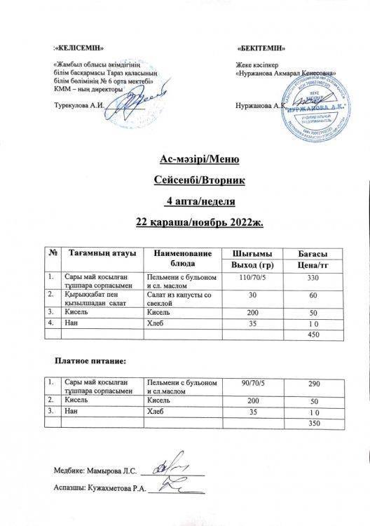 Ас-мәзірі /Меню