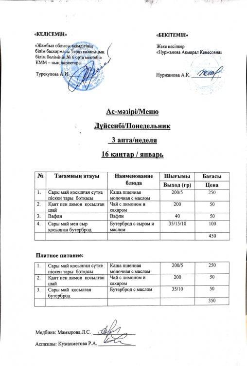 Ас-мәзірі/ Меню