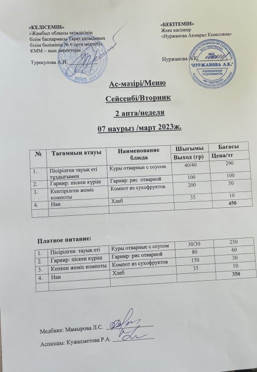 Ас-мәзірі/Меню